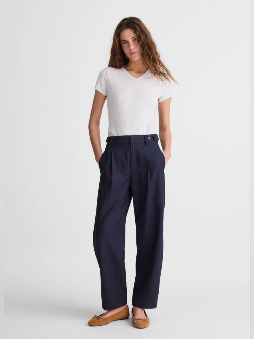 Madewell Navy High-Waist Wide-Leg Trousers